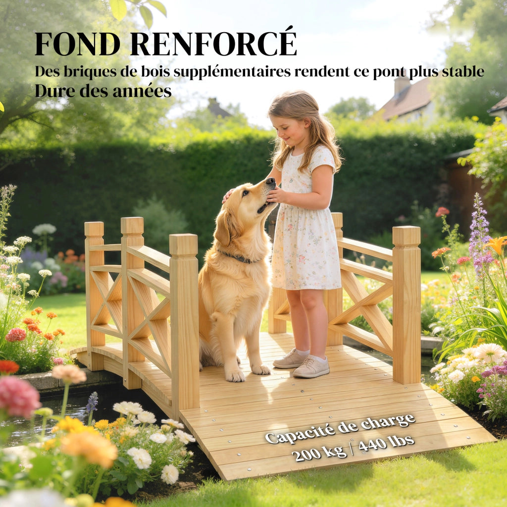 Ponticello da Giardino in Legno ¨C zephmum ¨C Naturale 174x78x57.5 cm