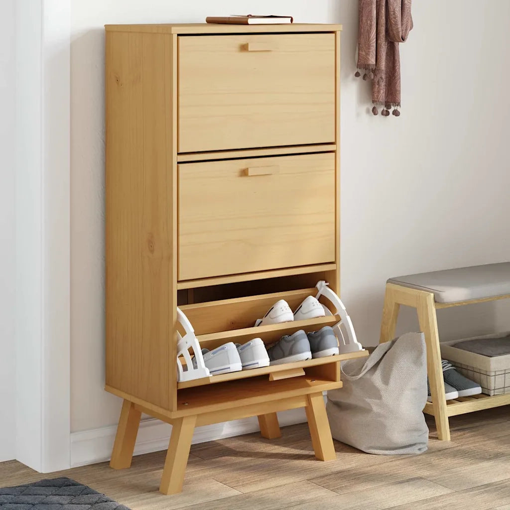 Scarpiera | Mobile per scarpe OLDEN Marrone 55x35x120 cm in Legno Massello di Pino