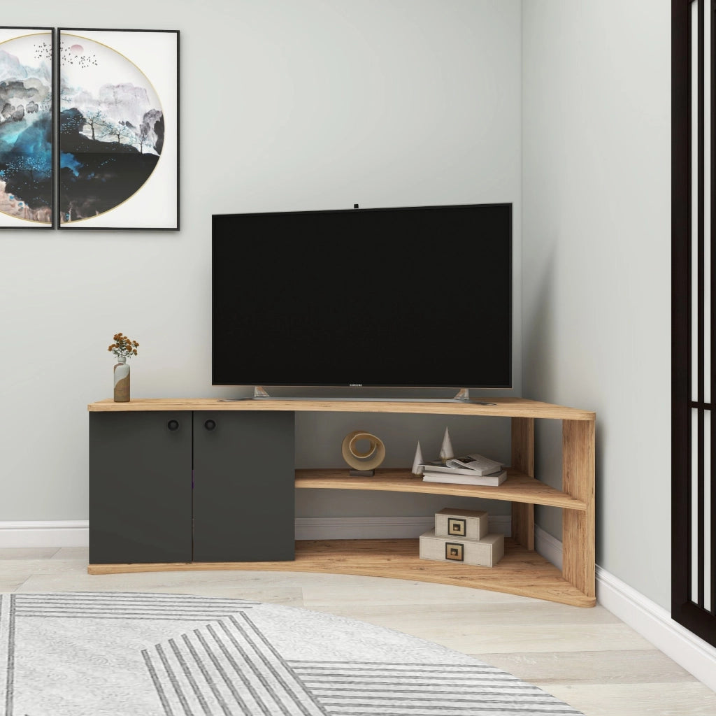 Mobile TV angolare in legno "Termera" - 135 x 67 x 48 cm - Marrone