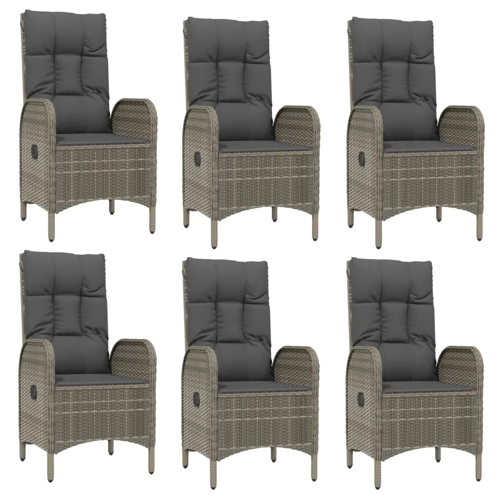 Set da Pranzo da Giardino 7 pz con Cuscini in Polyrattan Grigio 3185041