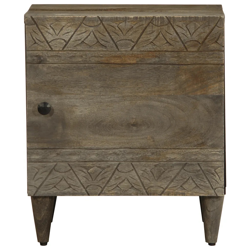 Comodino-Tavolino da notte Grigio Chiaro 40x33x46 cm in Legno Massello di Mango 238077