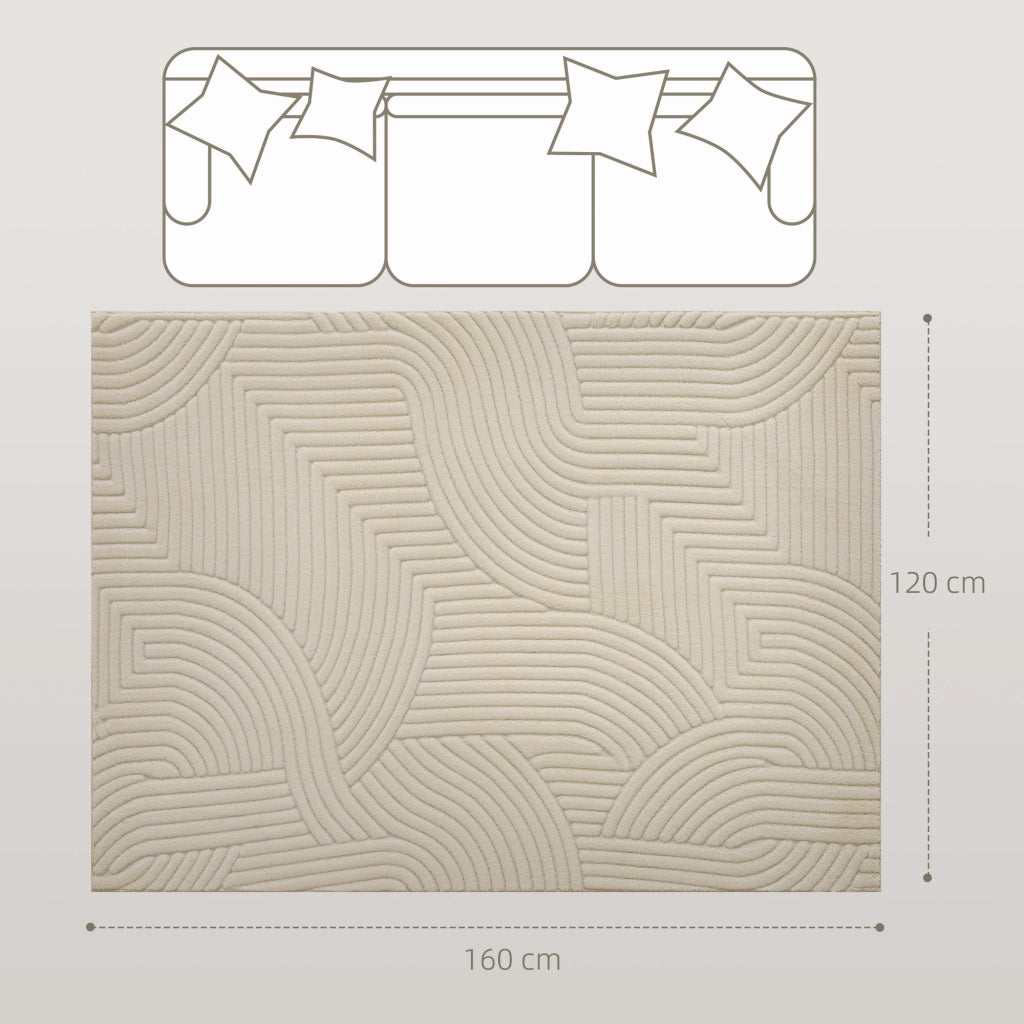 Tappeto moderno pelo corto ¨C zephmum ¨C 160x120 cm crema base antiscivolo