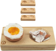 Set di contenitori per uova in legno di alta qualità - confezione da 4 - design moderno e unico - senza più residui di conchiglie di uovo - ideale per la colazione