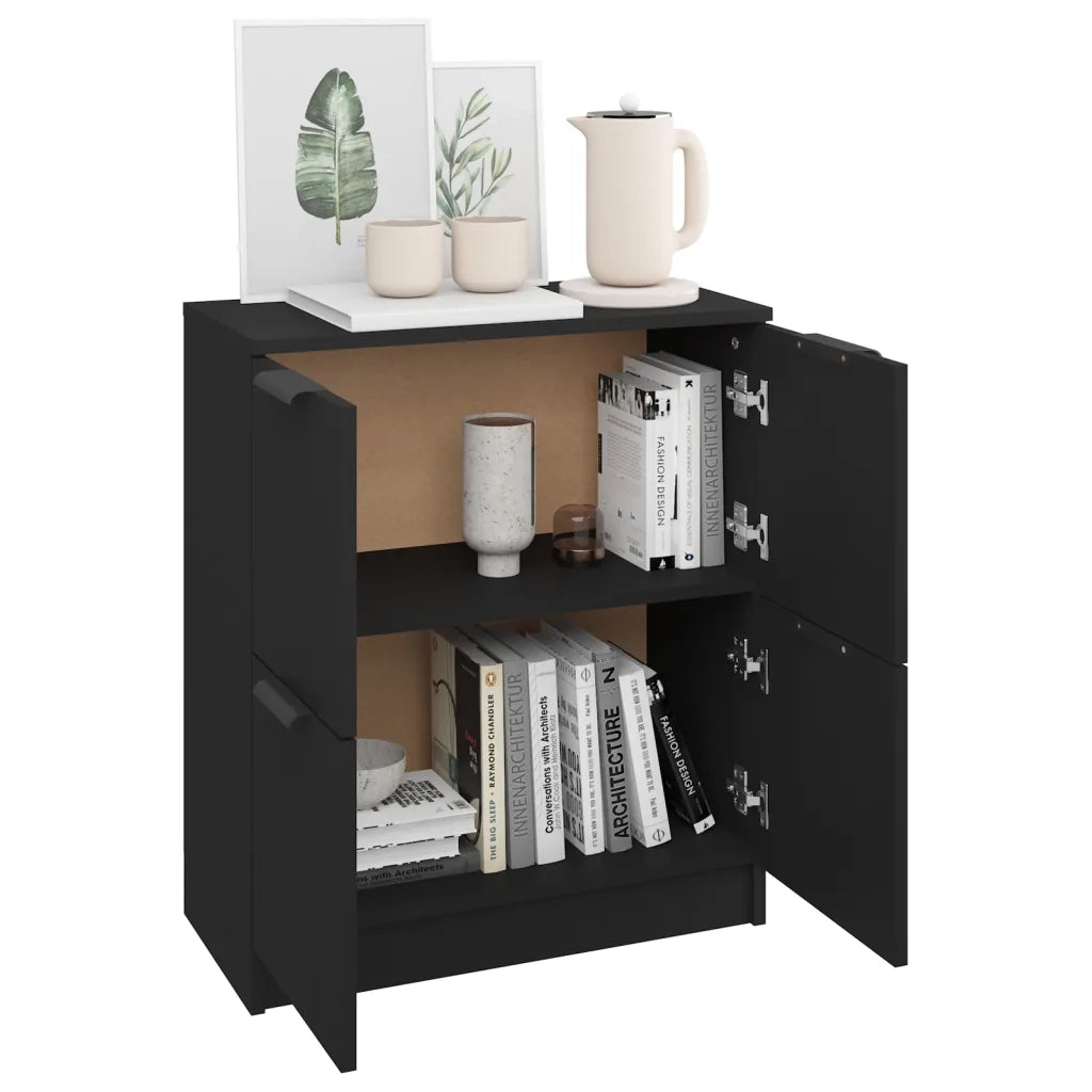 Credenza Nera 60x30x70 cm in Legno Multistrato cod mxl 62196