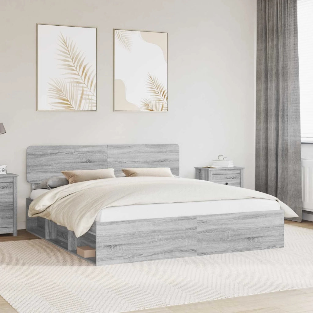 Struttura del letto Grigio Sonoma 200 x 200 cm Pino massello 3412038
