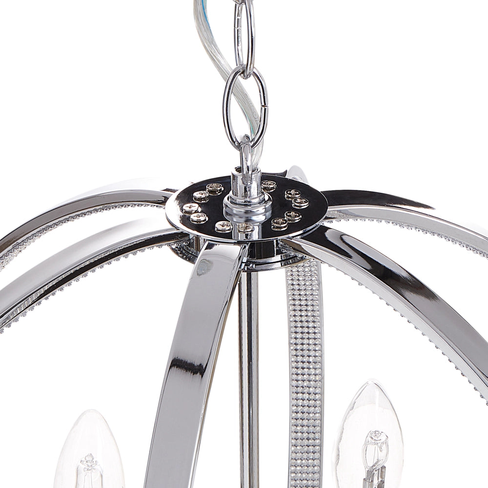 Lampadario Lampada a sospensione in ferro cromato con accenti di cristallo Illuminazione in stile glamour Soggiorno Sala da pranzo