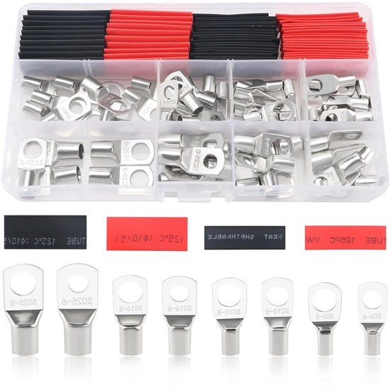 Set di 120 pezzi di clip M6/M8 per cavi di alimentazione a forma di tubo con estremità a clip in rame con guaina di espansione in argento per auto motociclo barca