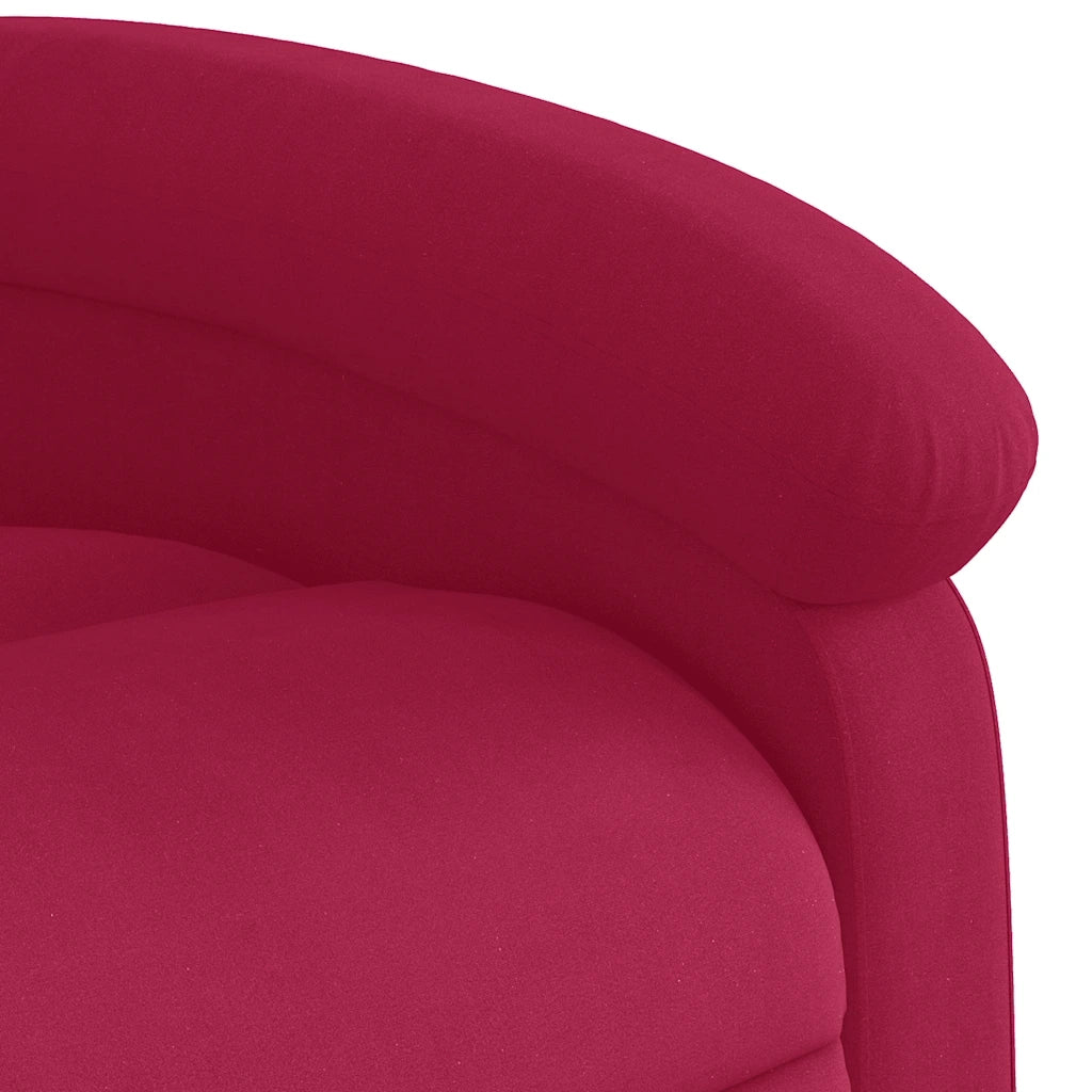 Poltrona Massaggiante Reclinabile Rosso Vino in Velluto 371813