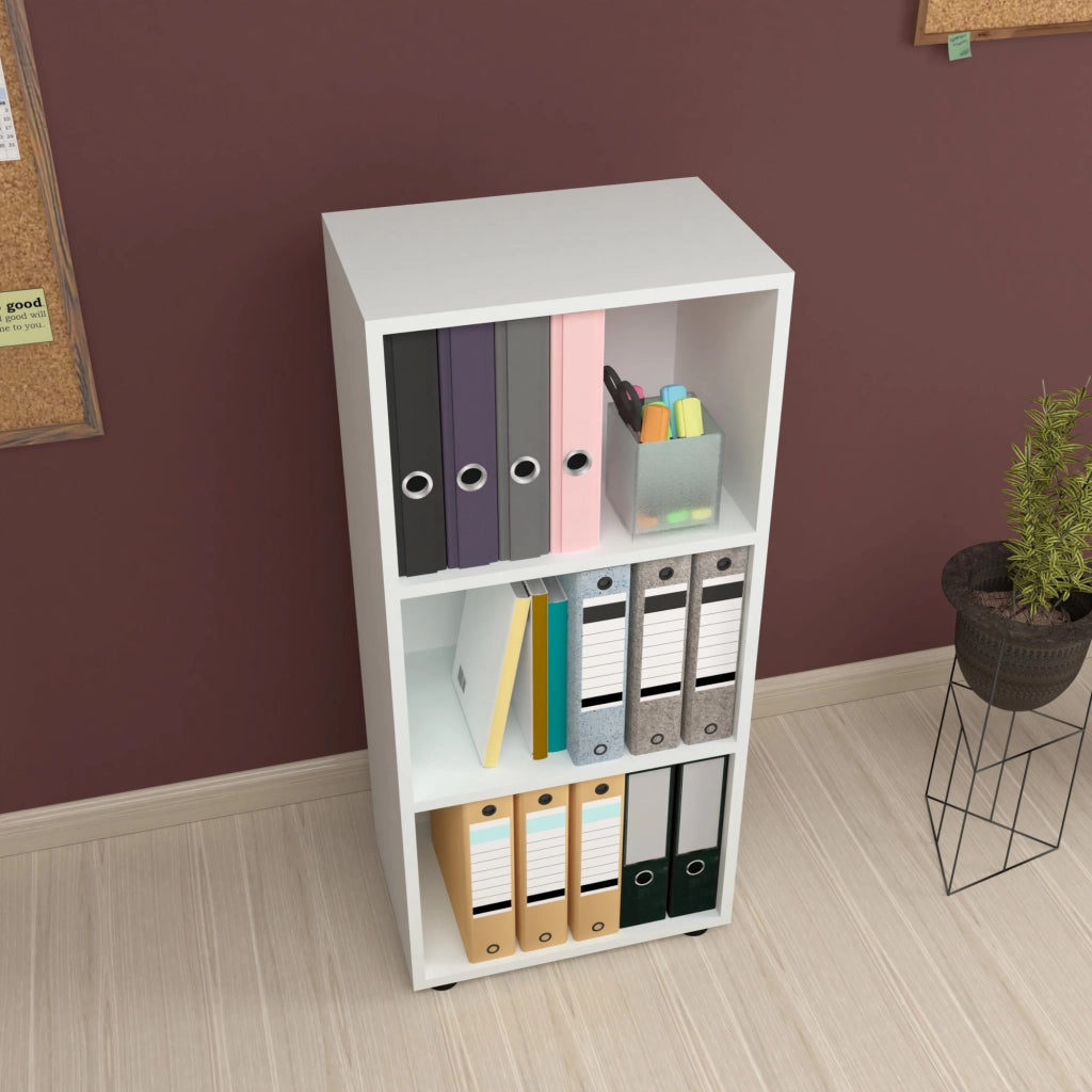 Libreria 'Vara' Altezza: 108 cm Scaffale a Terra con 3 Scomparti Aperti - Bianco [en.casa]