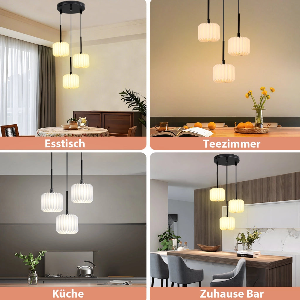Lampada a Sospensione ZMH vintage a 3 luci ¨C Paralume in carta (senza lampadina)