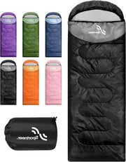 Sacco da campeggio per bambini 220x80cm 3-4 stagioni leggero per clima freddo e caldo compatto per bambine e bambini