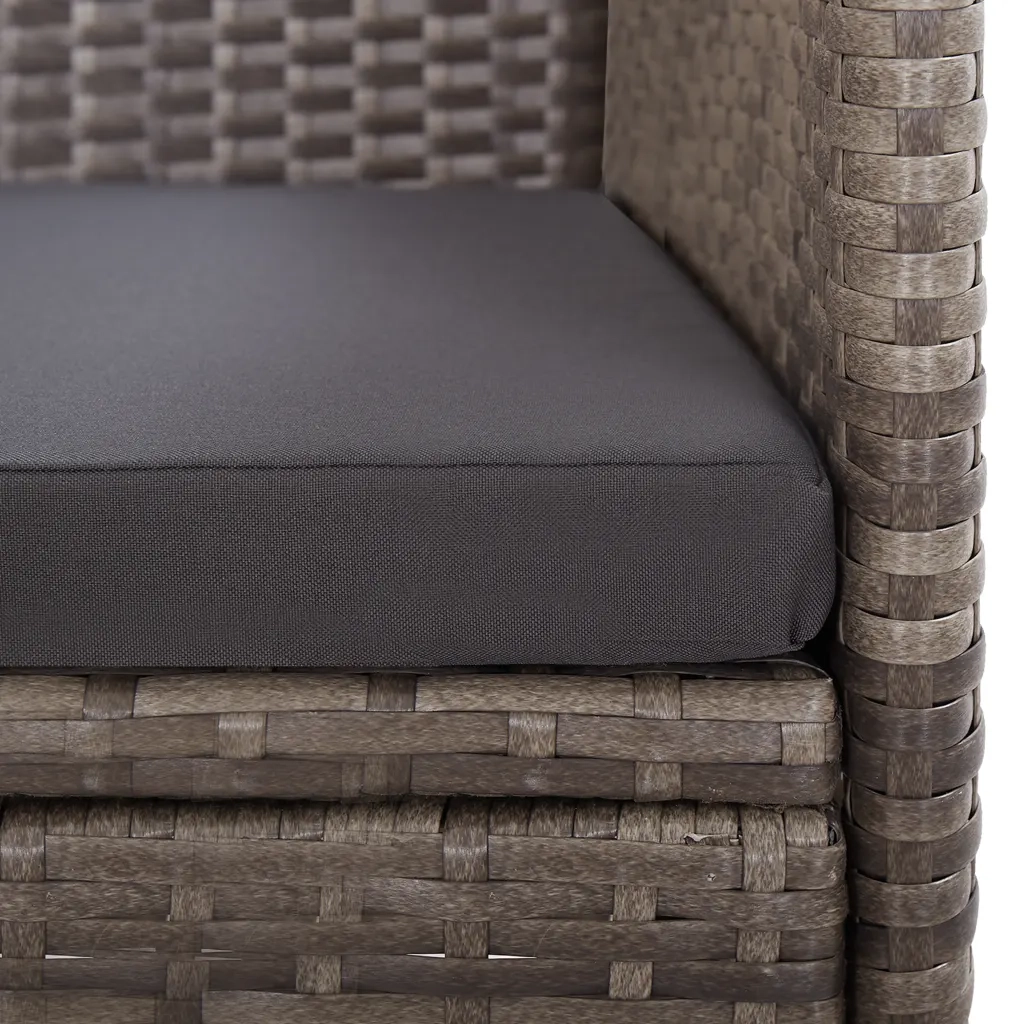 Set da Pranzo da Giardino 11pz con Cuscini in Polyrattan Grigio