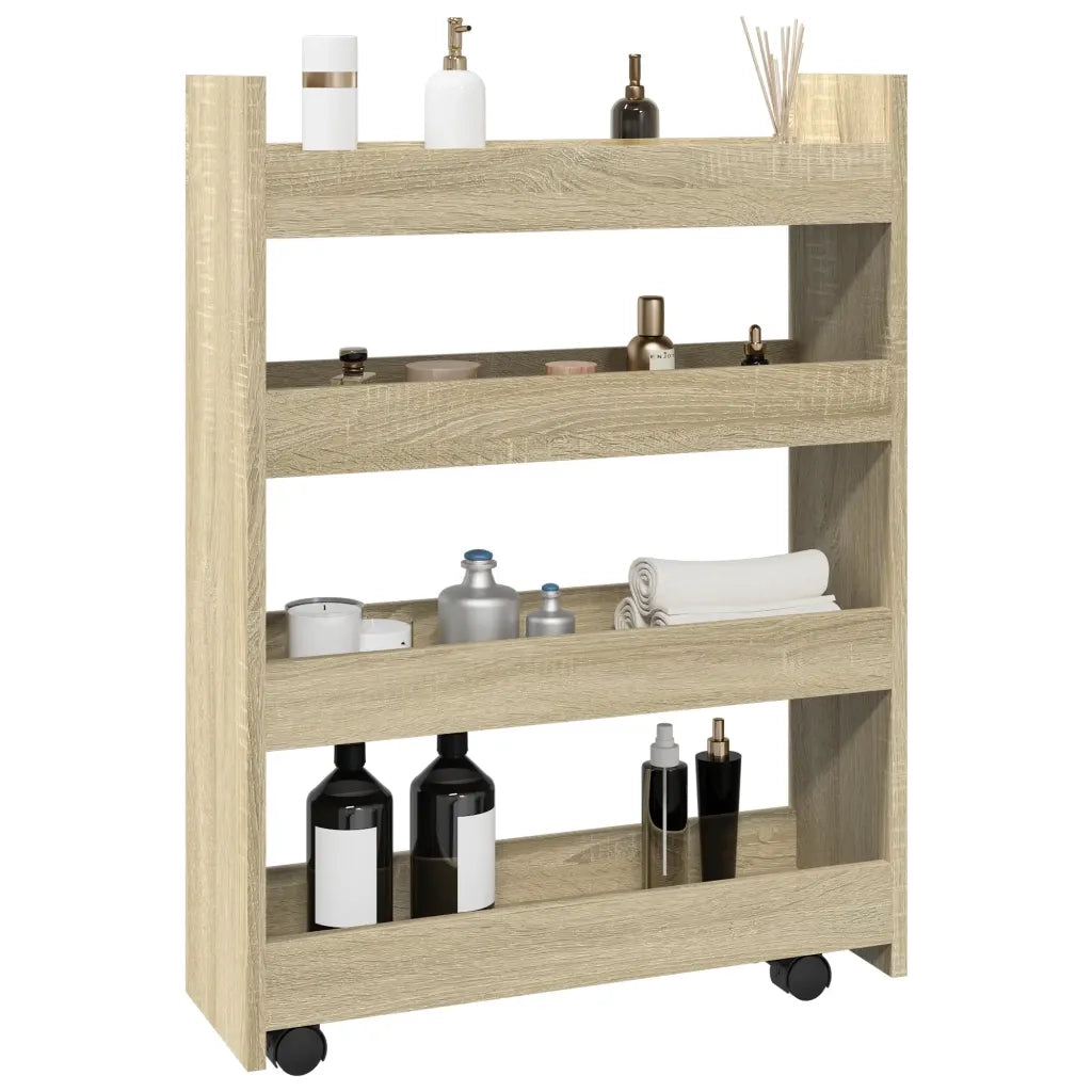 Carrello Stretto a 4 Livelli Rovere Sonoma in Truciolato CFW4937387