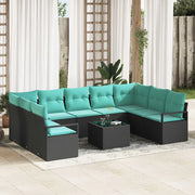 Set di divani con cuscino 10 pcs Nero polyrattan 3346556