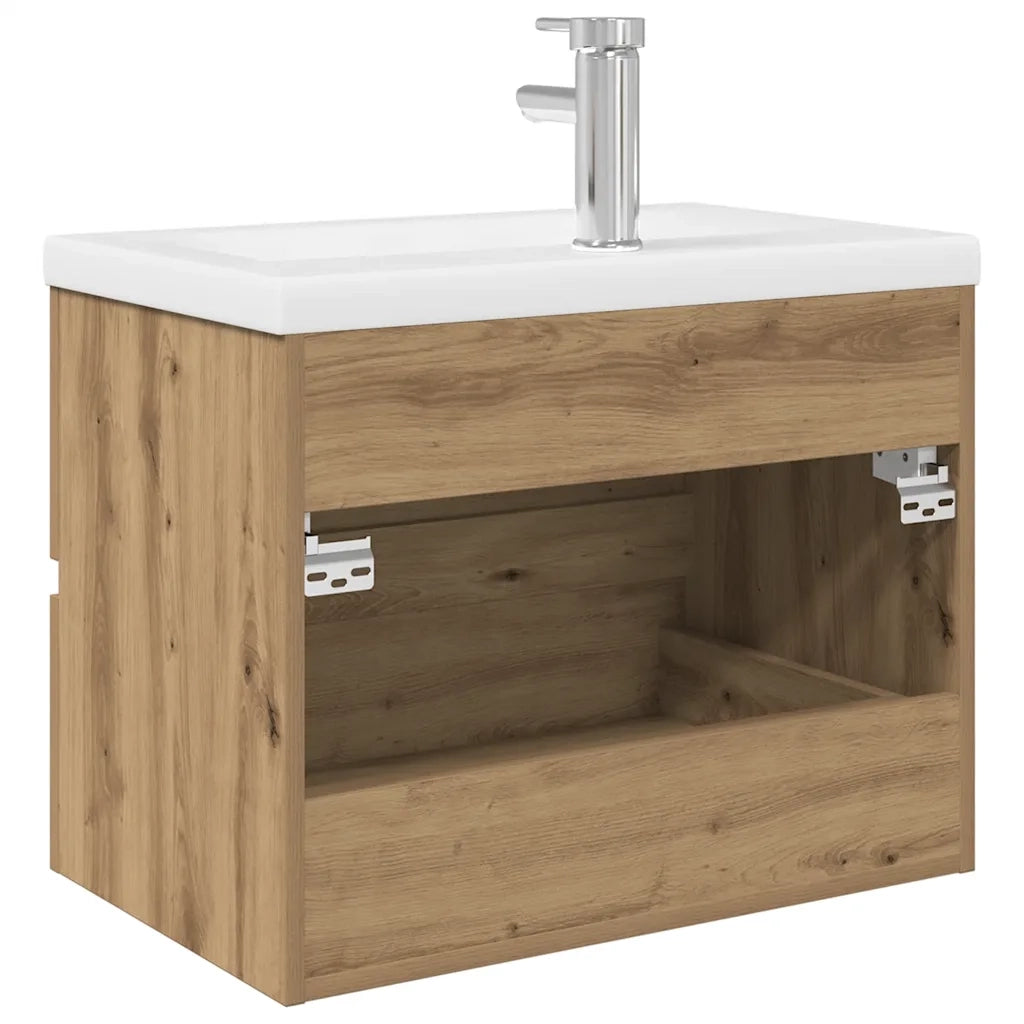 Mobile Bagno con Lavabo Integrato&Rubinetto Rovere Artigianale 3328932