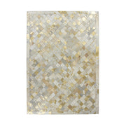 Tappeto patchwork Eclipse 200 in pelle avorio e oro