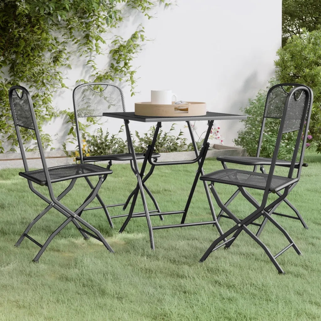 Set da Pranzo per Giardino 5pz Rete Metallica Espansa Antracite 3084716