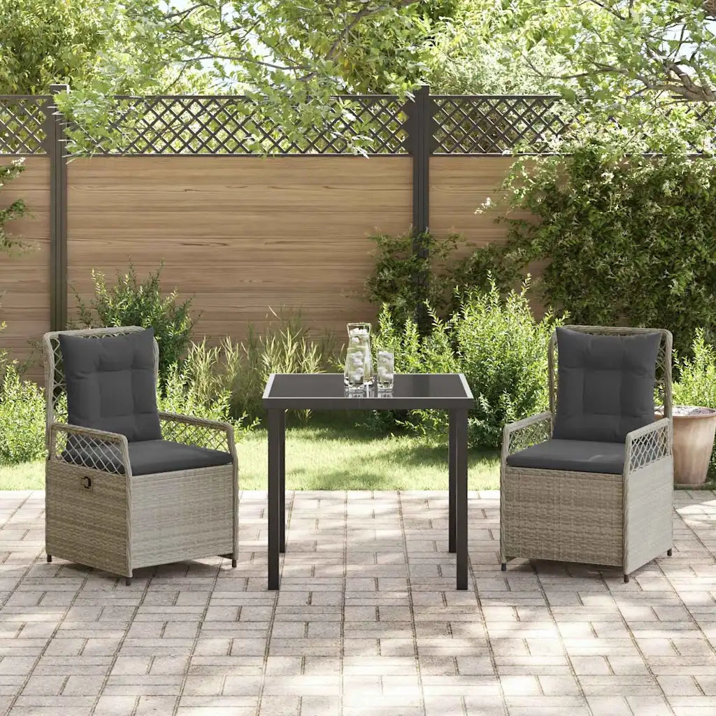 Set da Pranzo per Giardino 3 pcs Grigio chiaro polyrattan 3381016
