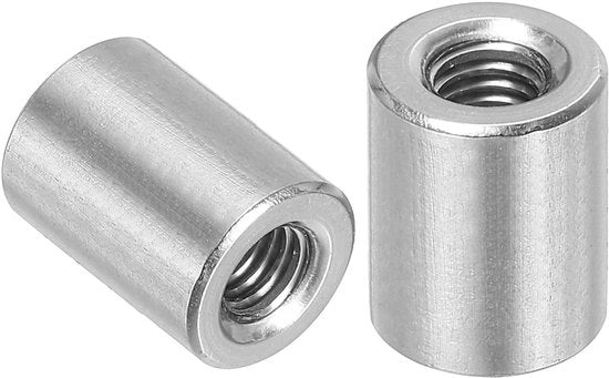 Moeren M6, koppelingsmoeren in acciaio inossidabile 304 (5 pezzi) con lunghezza 15 mm - 0,6 pollice. Adatto per moerpinnen e stanghulzen. (M6 x 15 x 10 mm)