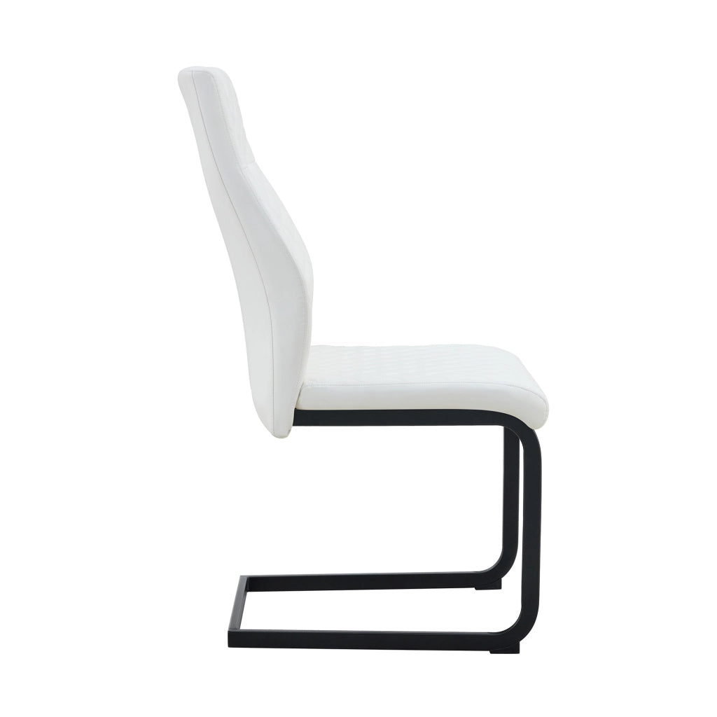 Sedia da pranzo 2 pezzi con schienale alto e cuscino 5 cm, struttura in metallo, Bianco Nero