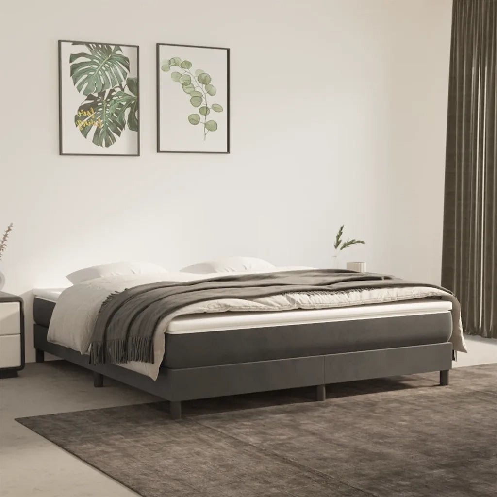 Materasso a Molle-Materasso per letto Grigio Scuro 160x210x20 cm in Velluto
