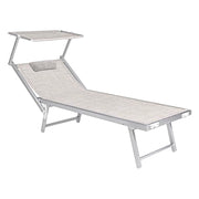 LETTINO SPIAGGIA CON PARASOLE 'BUDELLI' doppio - cm.208 x 85 x h 40,5 - colore grigio  - LIF