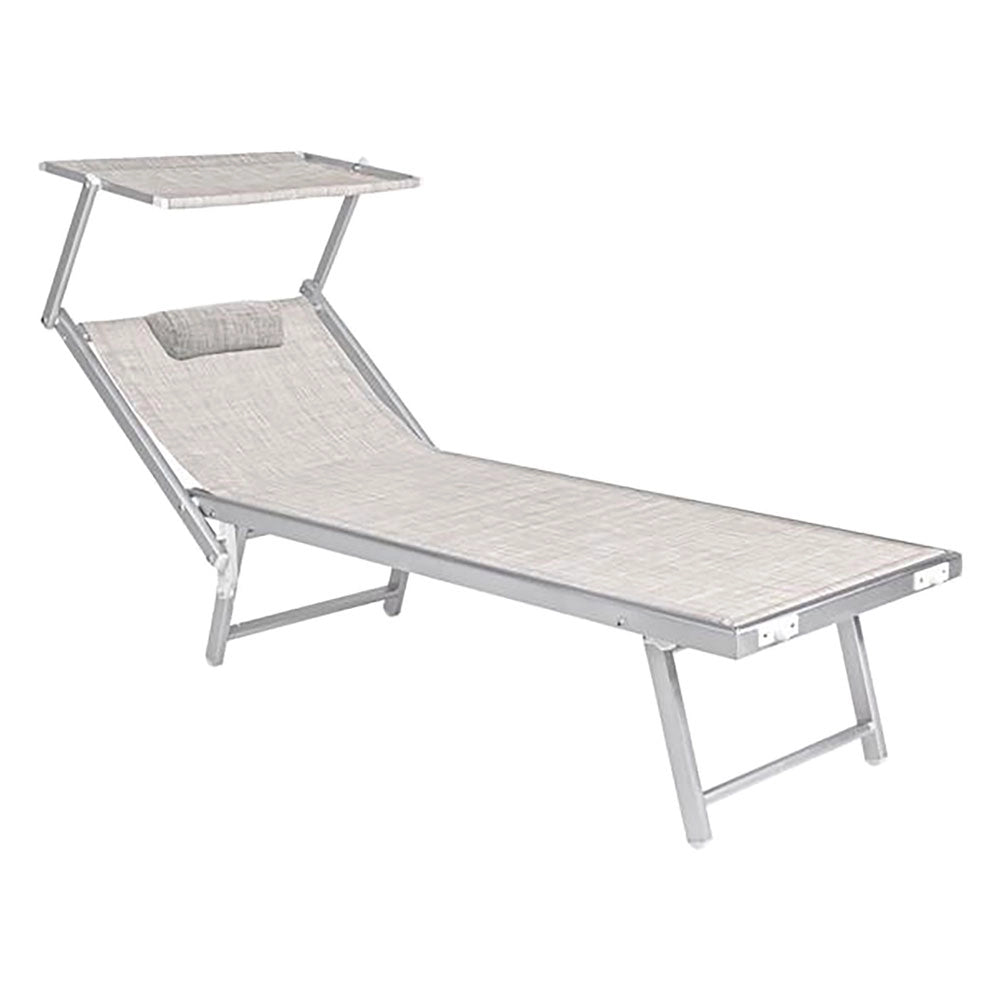 LETTINO SPIAGGIA CON PARASOLE 'BUDELLI' doppio - cm.208 x 85 x h 40,5 - colore grigio  - LIF