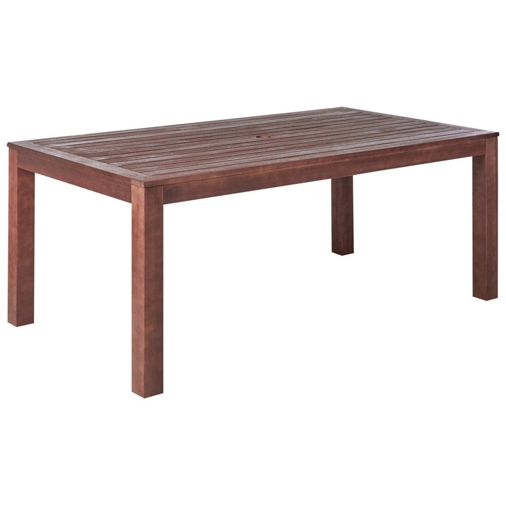 Tavolo da pranzo da giardino in legno di eucalipto scuro 180 x 100 cm 6 posti per esterni e interni dal design moderno