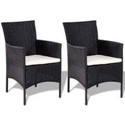 Set Divani da Giardino 4 pz | Set Salotto da Giardino con Cuscini in Polyrattan Nero