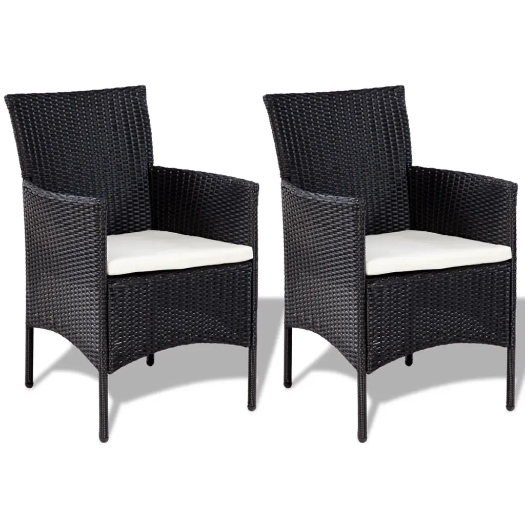 Set Divani da Giardino 4 pz | Set Salotto da Giardino con Cuscini in Polyrattan Nero
