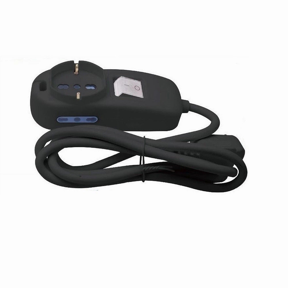 Trade Shop - Multipresa 1 Uscite Universali+2 Bipasso 10/16a Spina 16a Cavo 1.5mt Nera 80336n -