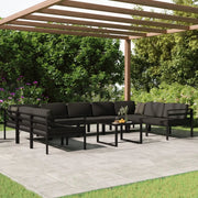 Set Divani da Giardino 10 pz con Cuscini in Alluminio Antracite cod mxl 35817