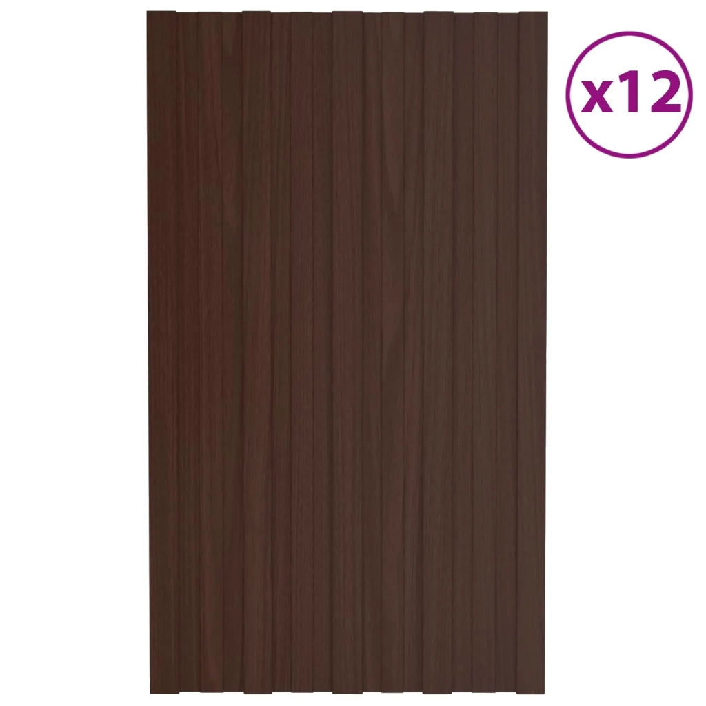 Pannello per tetto 12 pz Marrone 80 x 45 cm Acciaio zincato CFW7706089