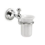 PORTA SPAZZOLINI DA PARETE IN ACCIAIO INOX E CERAMICA MODELLO NEVIS - DIM. CM (LXPXH): 13,3X10,9X15,9  - CROMATO  - GDY