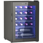 Cantinetta Vino Refrigerata per 20 Bottiglie, Capacità 53L, Porta in Vetro Anti-UV e Ripiani Regolabili, Nero