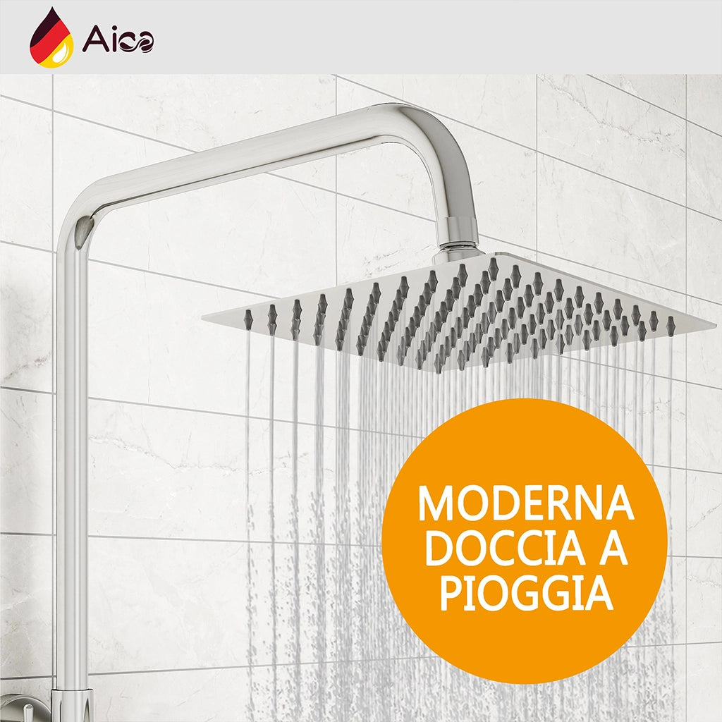 Colonna doccia con miscelatore termostatico, saliscendi doccia tondo regolabile 72-120cm, cromo