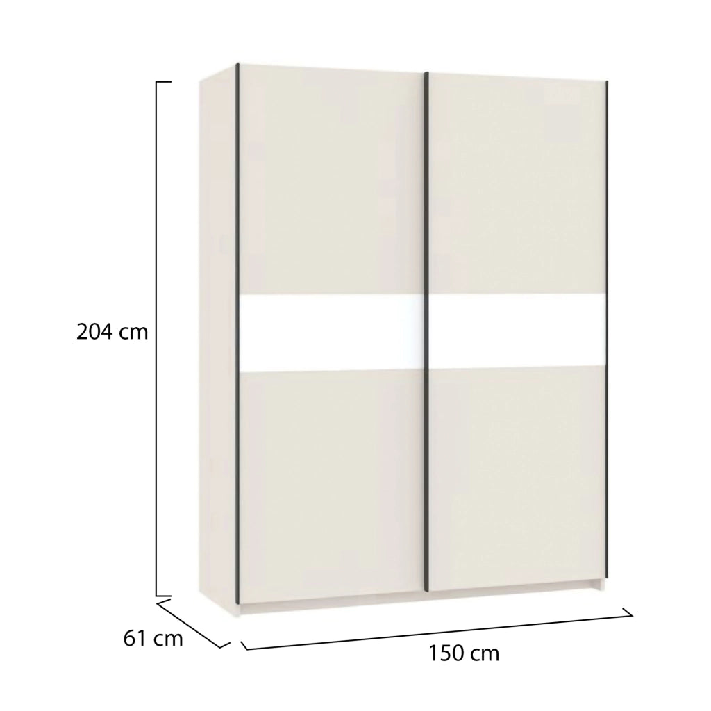 Armadio Camera da Letto Manita, Guardaroba 2 Ante 2 Ripiani, 150x204h cm Beige Cashmere