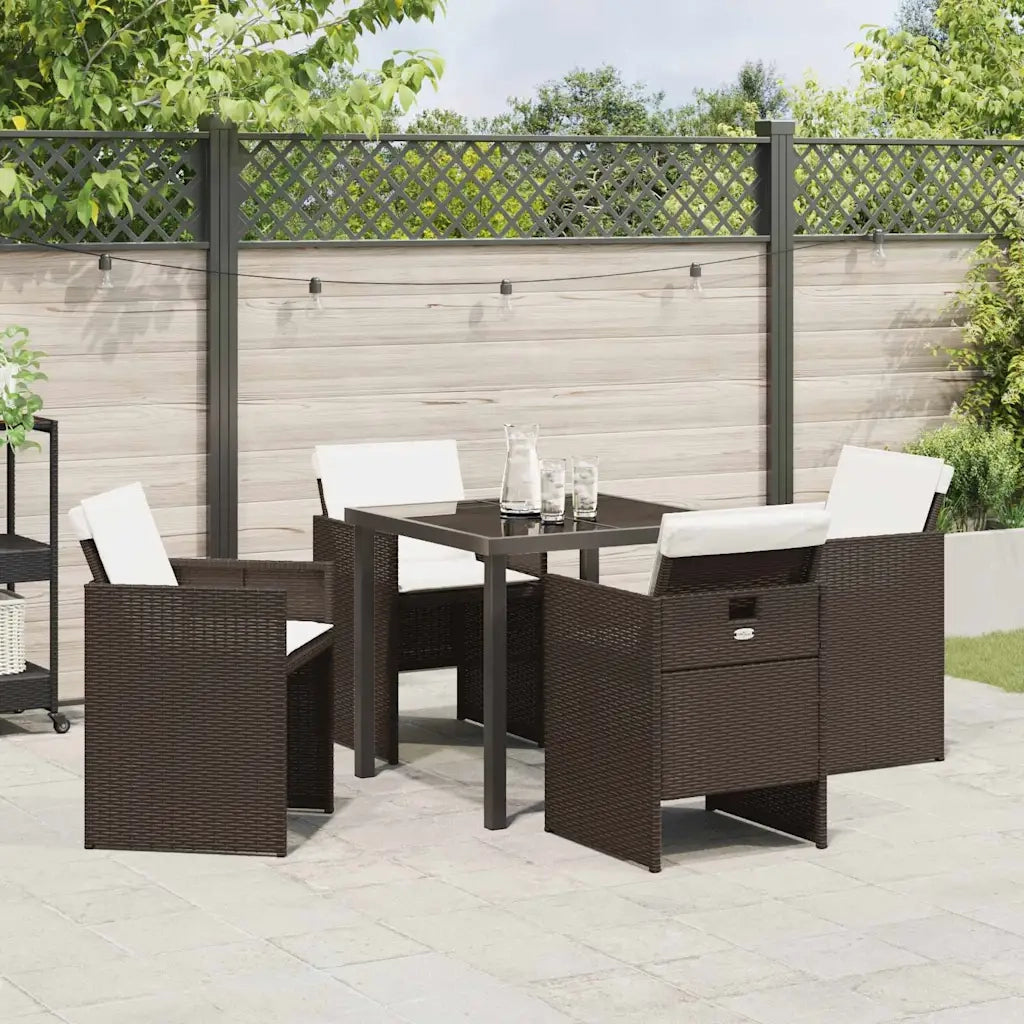 Set da Pranzo per Giardino 5 pcs Marrone polyrattan 3380601
