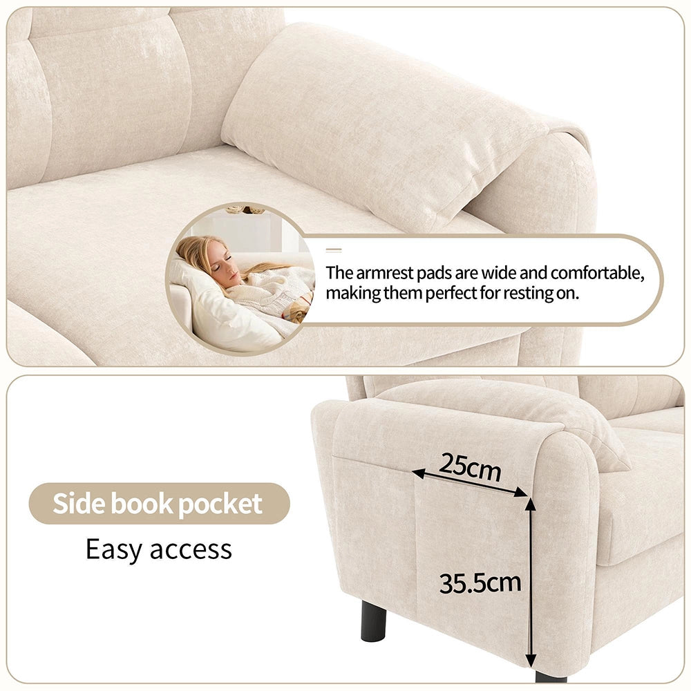 Divano 2 posti - Xylo - Chenille, stile scandinavo, beige