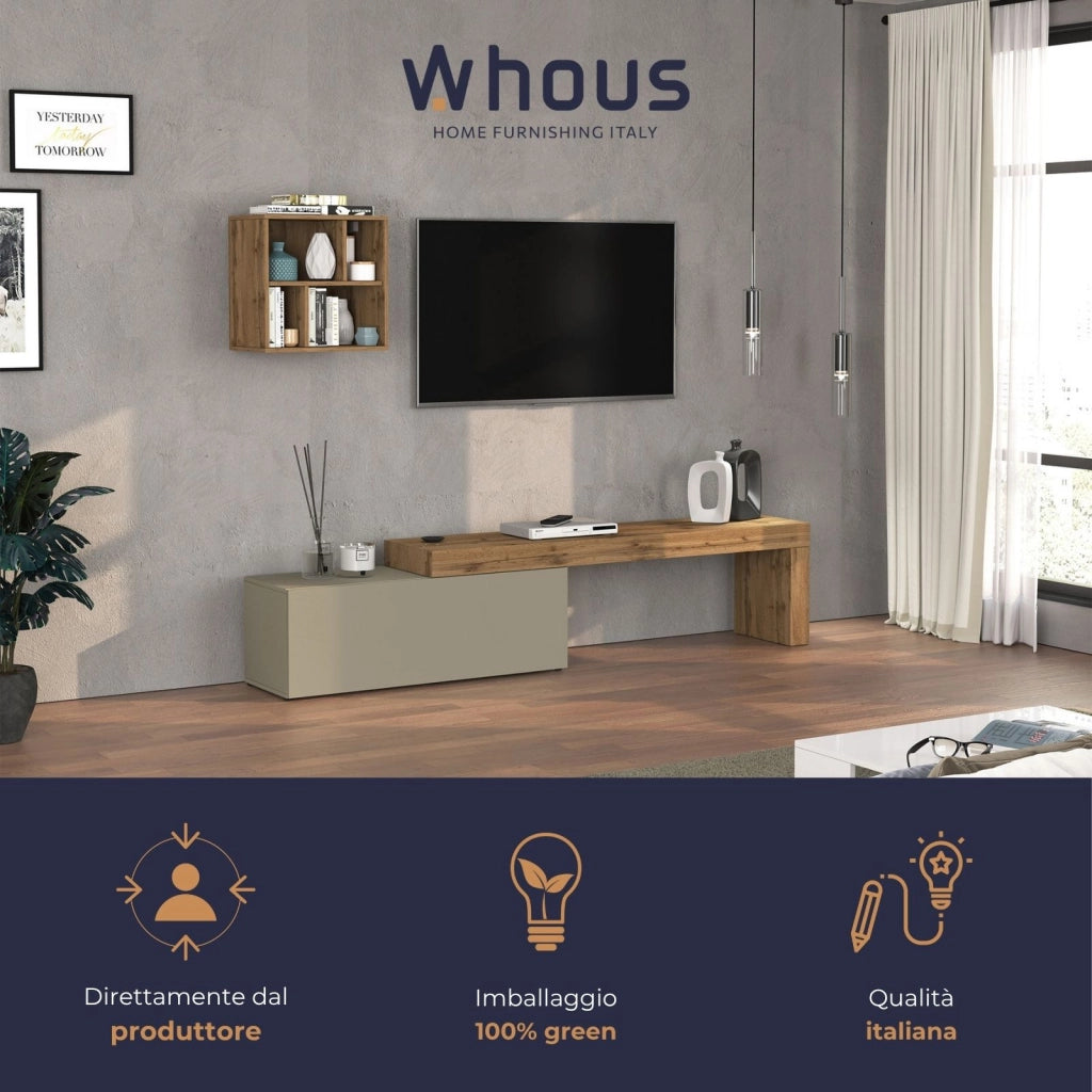WHOUS Parete attrezzata Chronos set soggiorno tortora opaco e rovere 180/290x40 cm