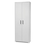 Scarpiera alta a due ante in legno bianco