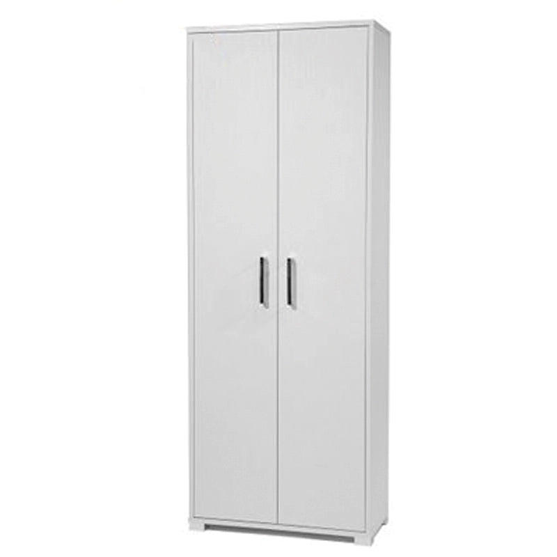 Scarpiera alta a due ante in legno bianco