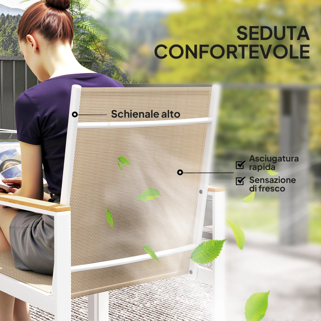 Set da Giardino con Tavolo da Pranzo in Vetro Rettangolare e 4 Sedie con Braccioli, Multicolore