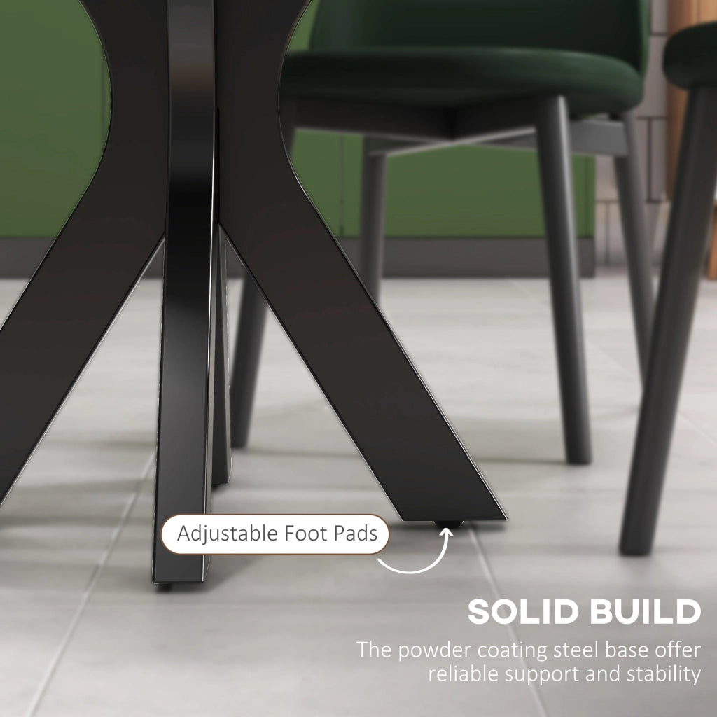 Tavolo da Pranzo Moderno Rotondo per 4 Persone Ø100x75 cm in Acciaio e MDF Nero