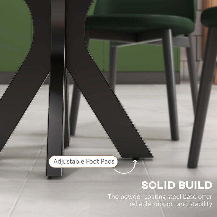 Tavolo da Pranzo Moderno Rotondo per 4 Persone Ø100x75 cm in Acciaio e MDF Nero