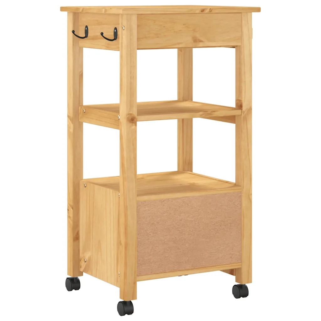 Carrello da Cucina-Scaffale per Cucina MONZA 48x40x88,5 cm in Legno Massello di Pino 388889