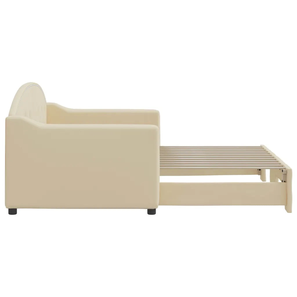 Divano Letto con Letto Estraibile Crema 80x200 cm Tessuto 3197529