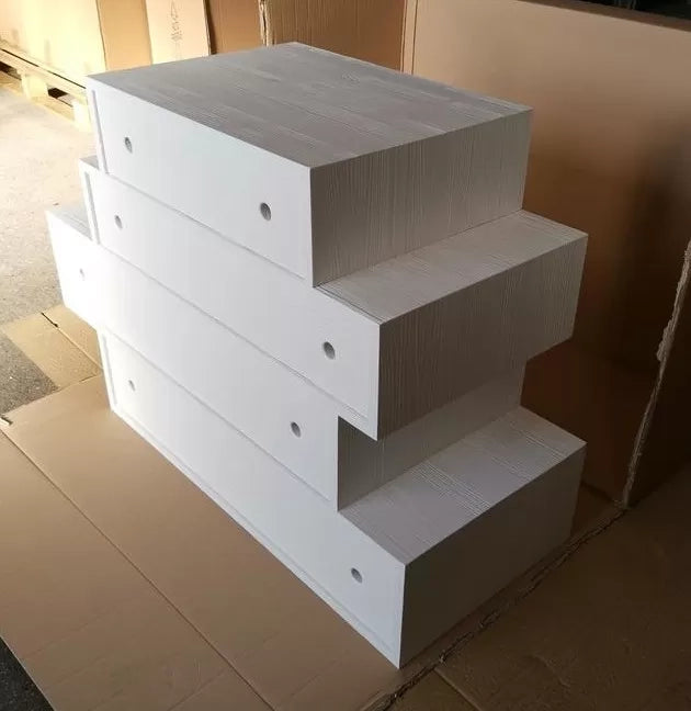Cassettiera 4 cassetti in abete bianco spazzolato 110x45x95 (877) - Mobili 2G