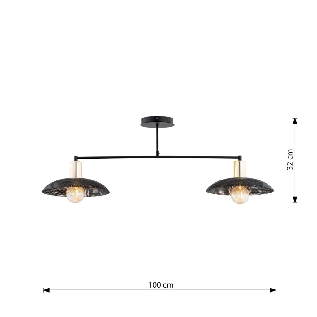 Plafoniera Emibig SPIRIT nera/oro doppia 2xE27 15W
