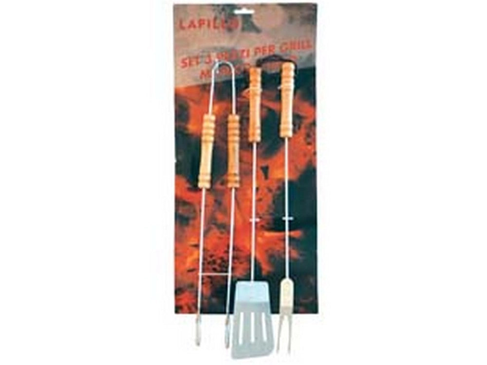 1pz attrezzi acciaio cromato per barbecue in set 3 pezzi cod:ferx.fer52566